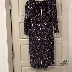 NWT Catherine Malandrino Ruched Chain Pattern Dress